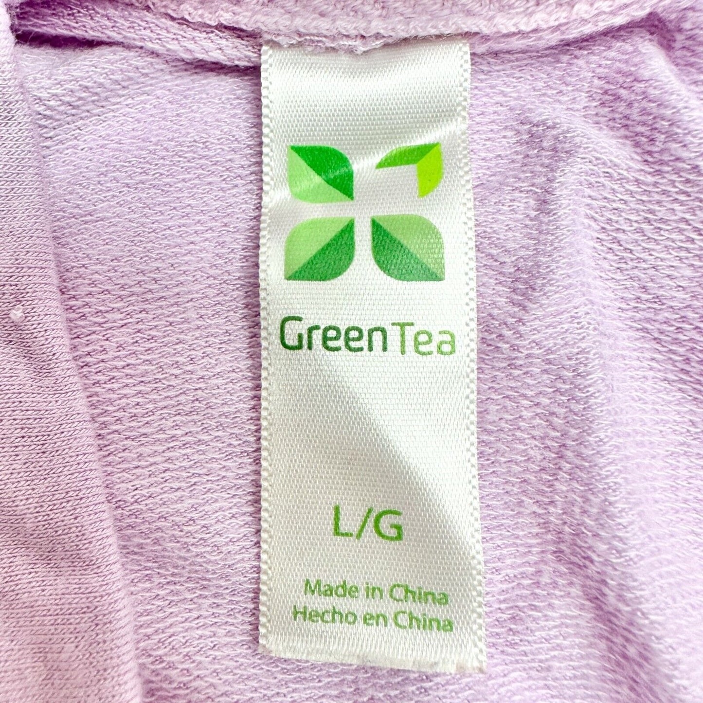 Green Tea Pullover Women's Large Lilac Cowl Neck Long Sleeve