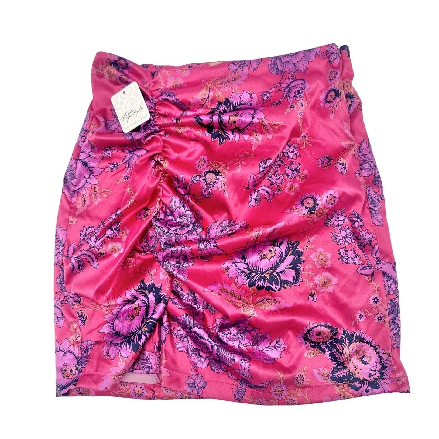 Free People Women's 6 Avas Print Miniskirt in Deep Magenta 16.5 inch Long NWT