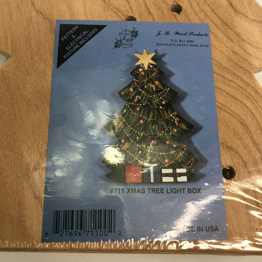 Wooden Christmas Tree Light Box Kit Craft  Real Lights NIP