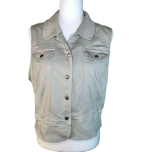 Susquehanna Trail Outfitters Fits Like L/XL Beige Denim Vest Pockets Style