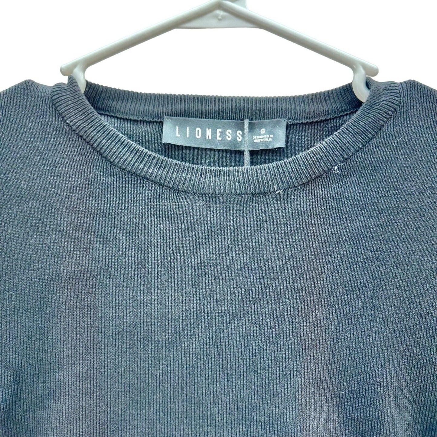 Lioness Dress Women's S Black Ribbed Long Sleeve Crew Neck Drawstring Sides NWT