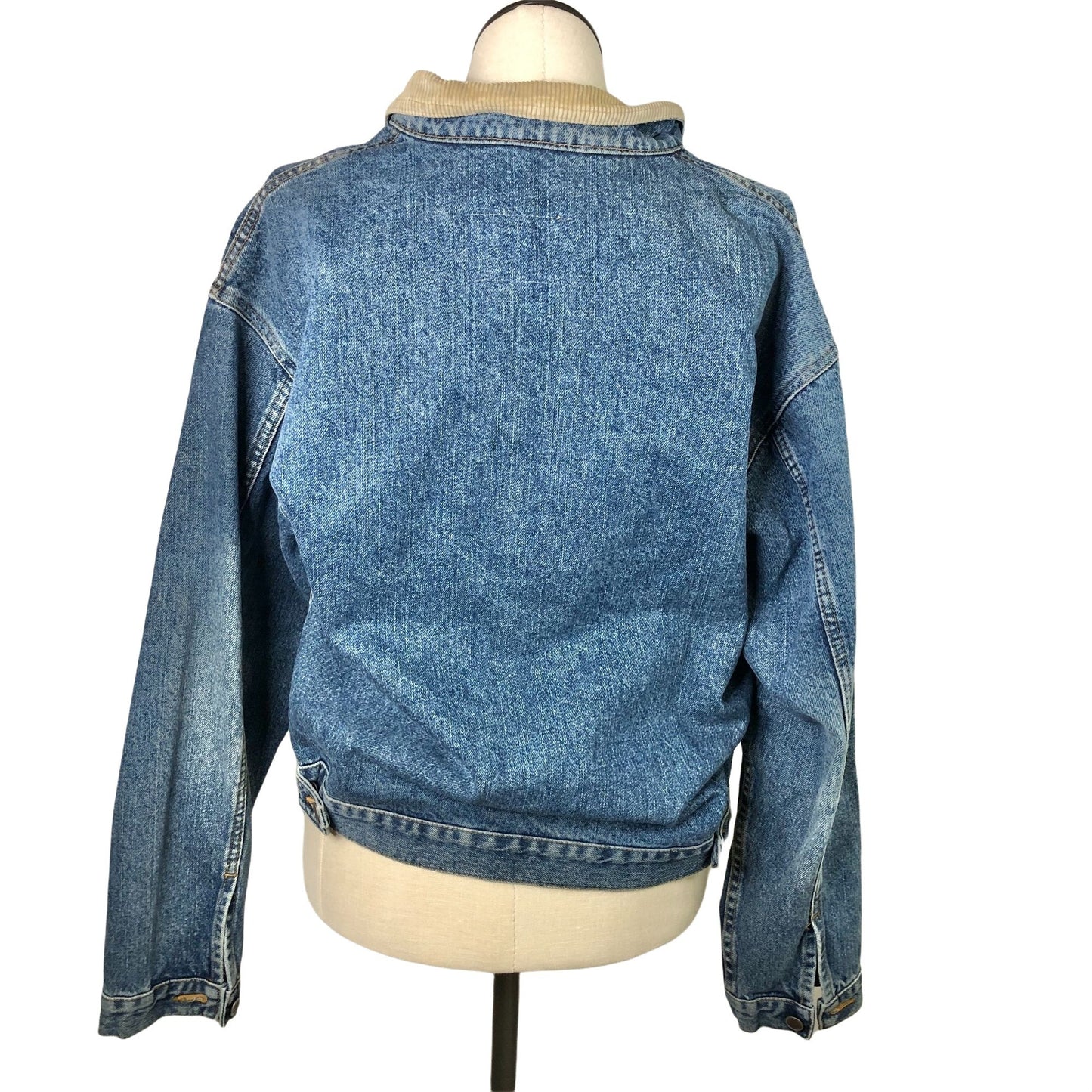 Arizona Denim Jean Jacket Womens M LS Corduroy Lapel Pockets