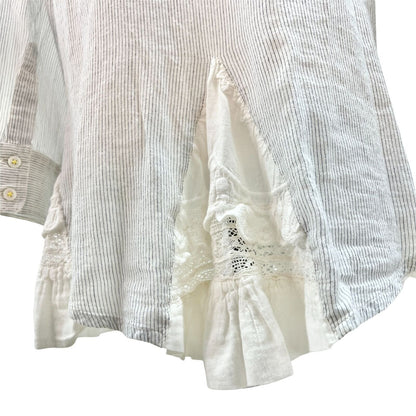 Holding Horses Womens Size 4 Pinstripe 3 qtr Sleeve Button Up Top