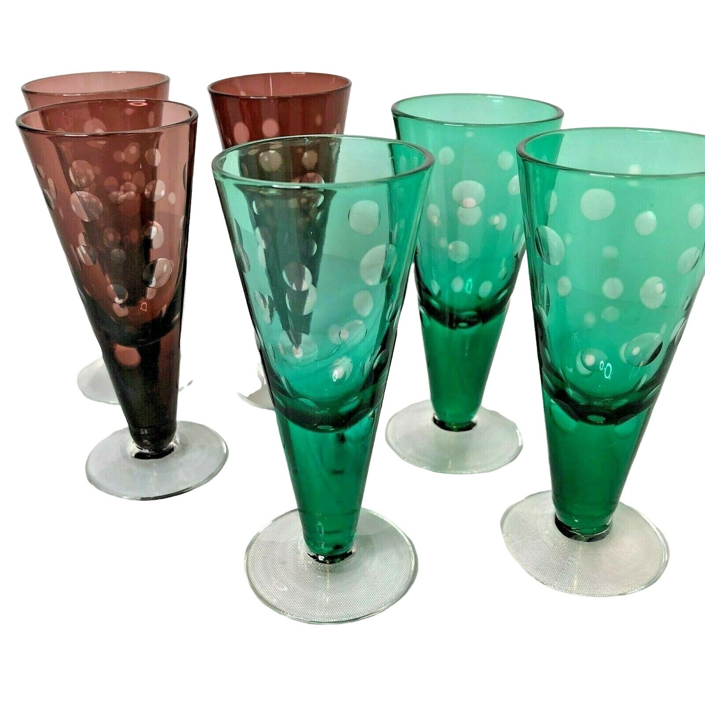 Set of 6 Aperitif Glasses Red & Green Party Christmas Classy Retro