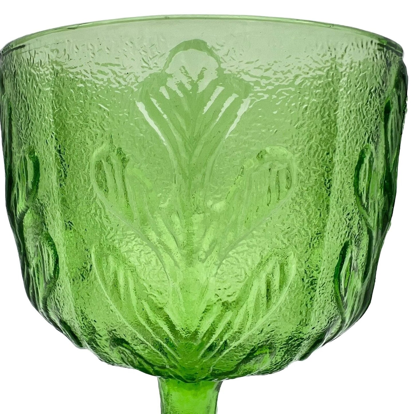 Vintage FTD 1975 Vintage Green Glass Leaf Motif Pedestal Vase