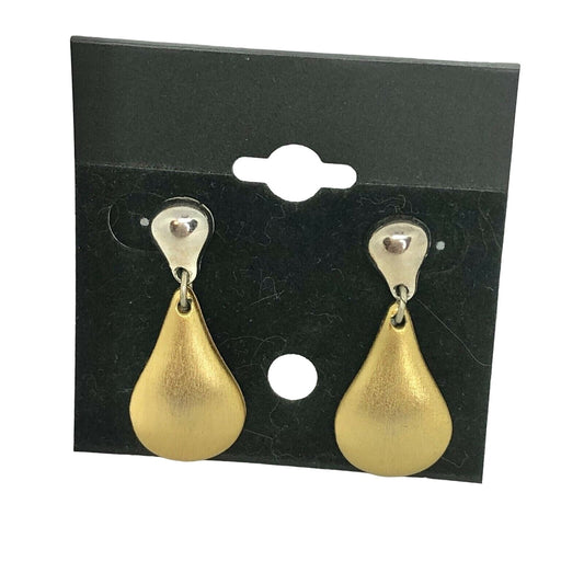 Brushed Gold Drop Teardrop Earrings 1.3" Long New