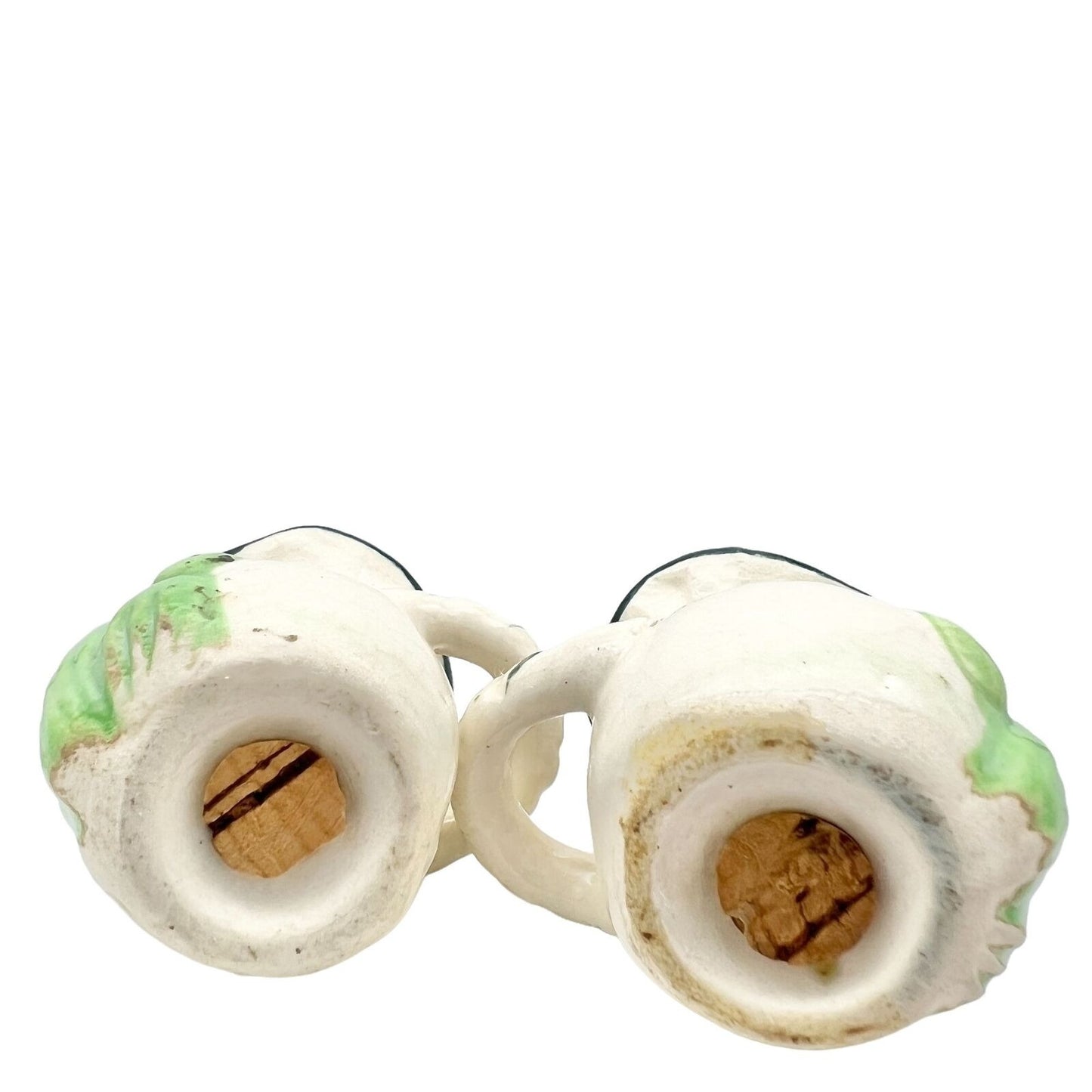 Salt Pepper Shakers 2 x 2 White Pitchers Cactus Cork Bottom