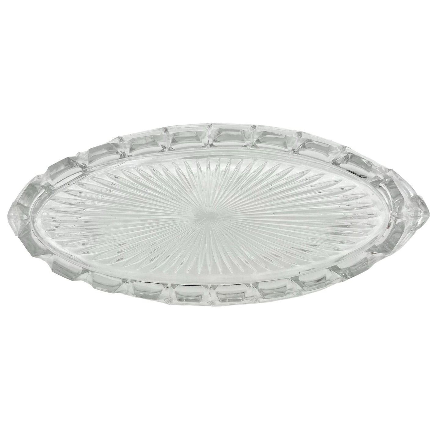 Serving Dish 12 x 5 x 2 Clear Glass Scalloped Oval