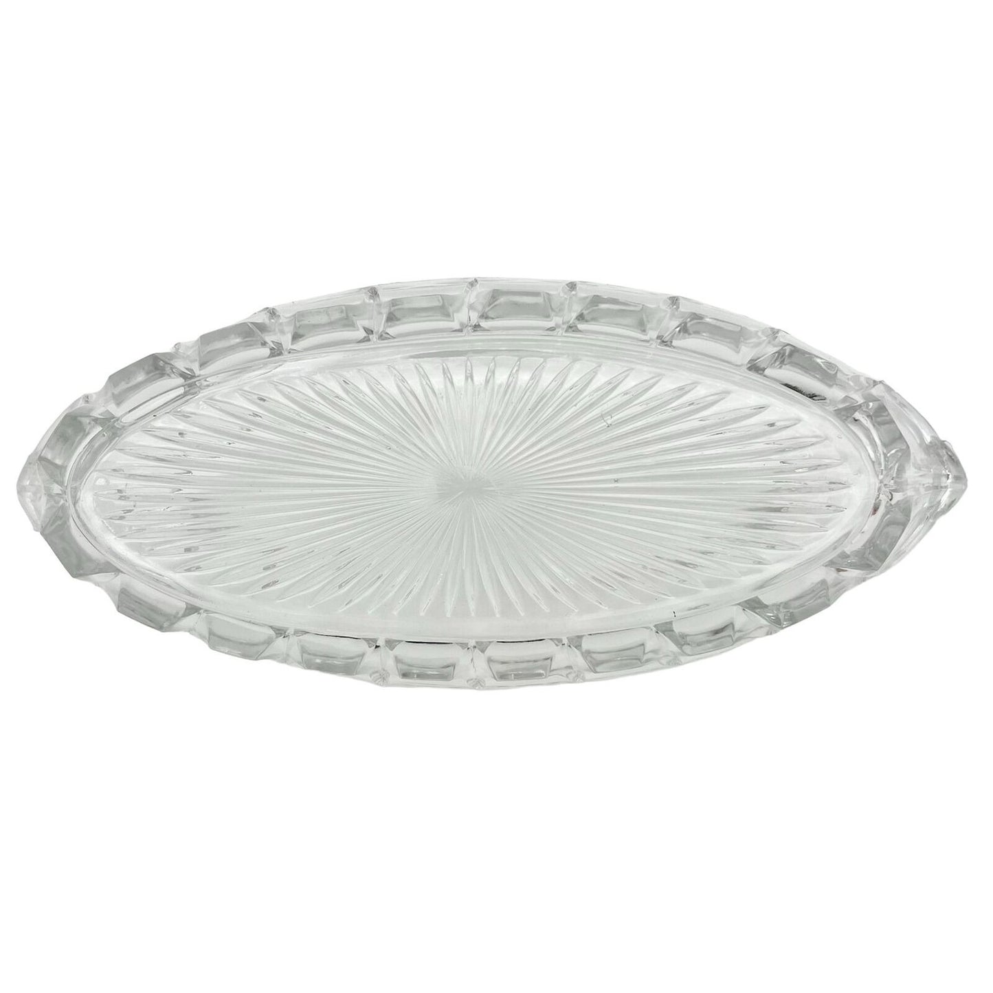 Serving Dish 12 x 5 x 2 Clear Glass Scalloped Oval