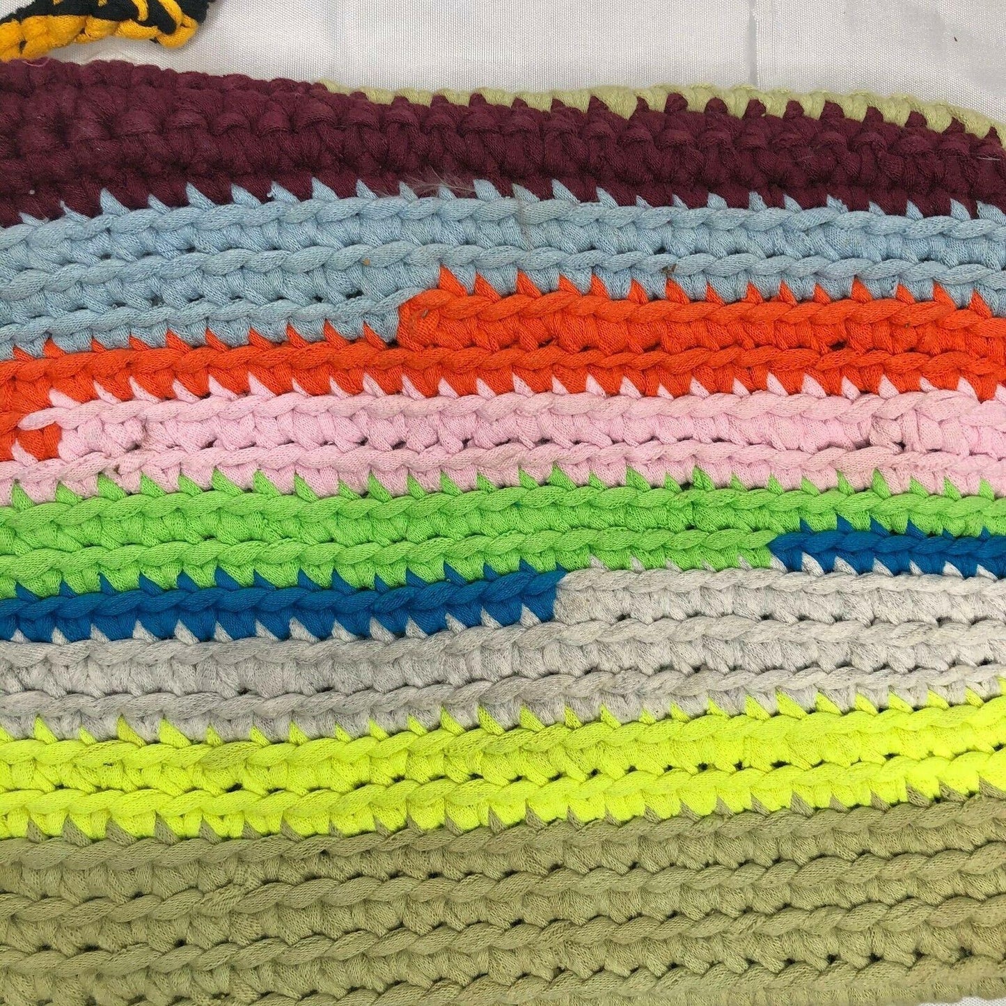 Handcrafted Crocheted Purse Multicolor w/ button closure tshirt yarn NEW