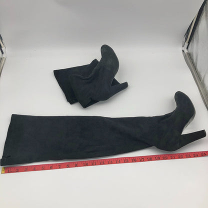 Steve Madden Gorgeous 6.5M Black Suede Thigh High Heeled Boots