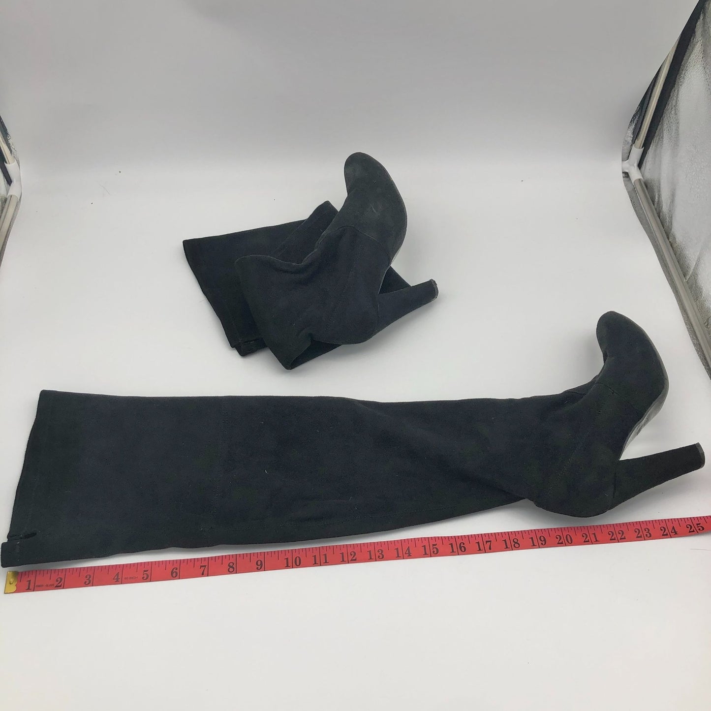 Steve Madden Gorgeous 6.5M Black Suede Thigh High Heeled Boots