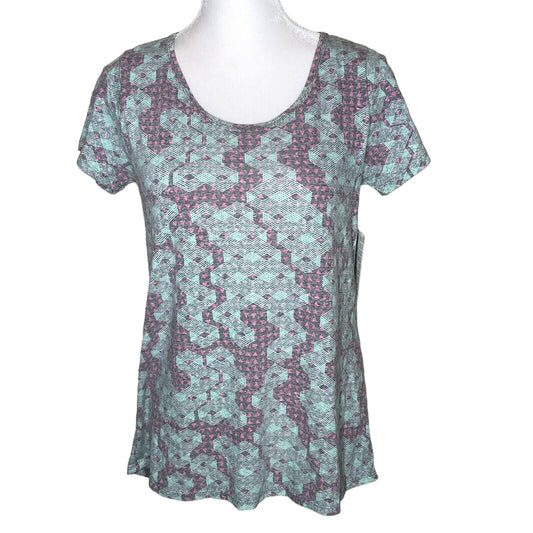 LuLaRoe Classic T Women's Top XS Gray Pink Light Green Geometric NWT