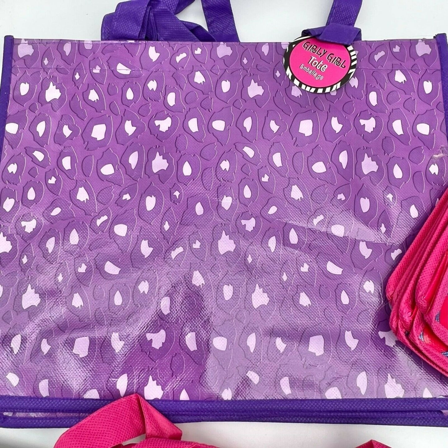 Bundle of 12 Girly Girl Tote Bags Hearts Valentines Purple Pink Reusable NWT