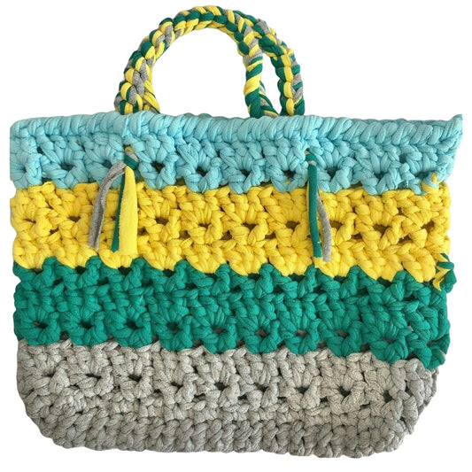 Hand crafted Crocheted Purse Bag Recycled T-Shirts NEW