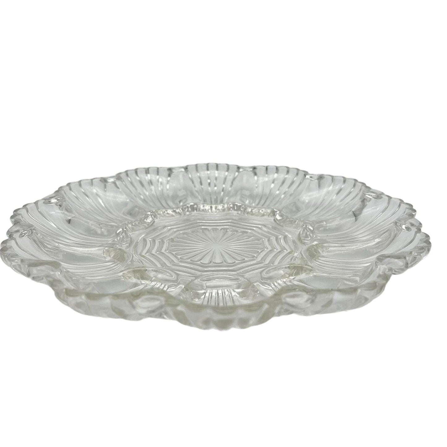 Vintage Deviled Egg Plate 10 inch Clear Glass Round