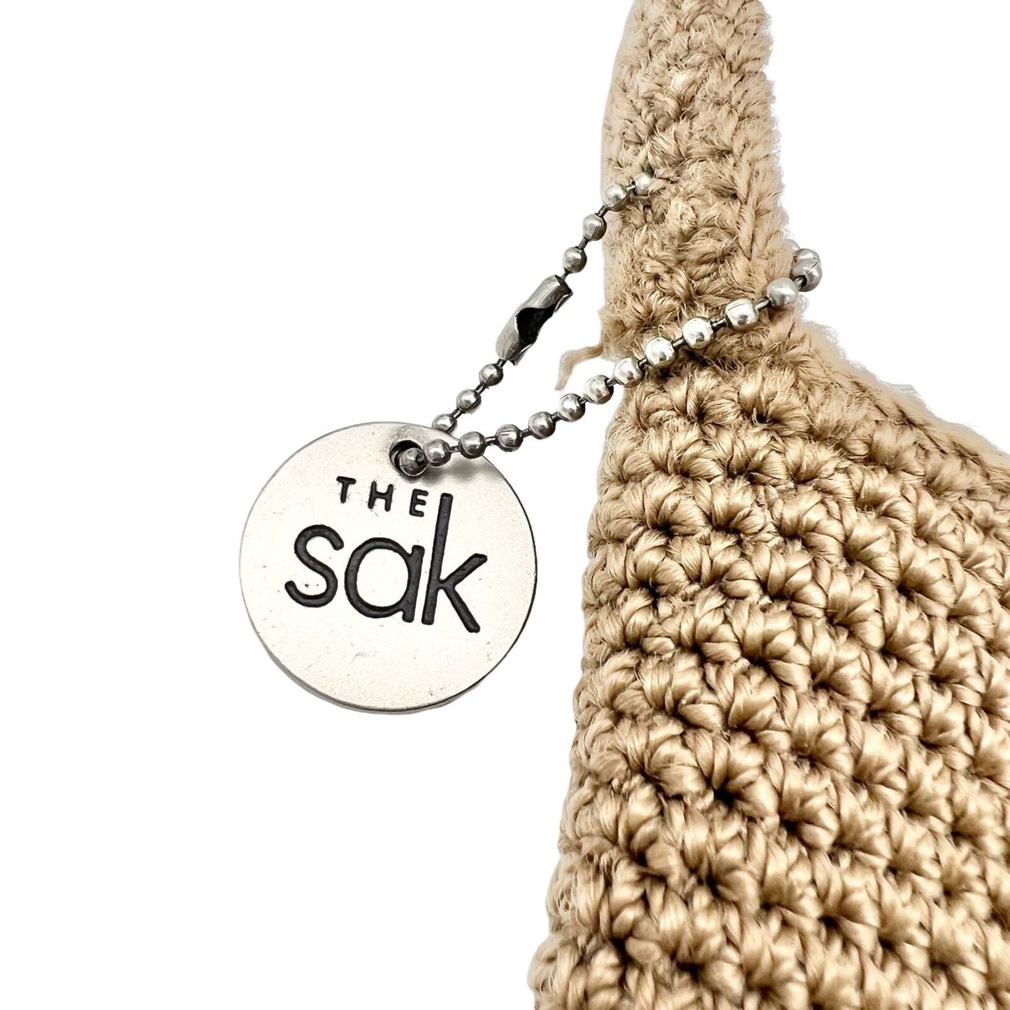 The Sak Tan Crochet Purse Bag with Zip Closure Interior Pocket