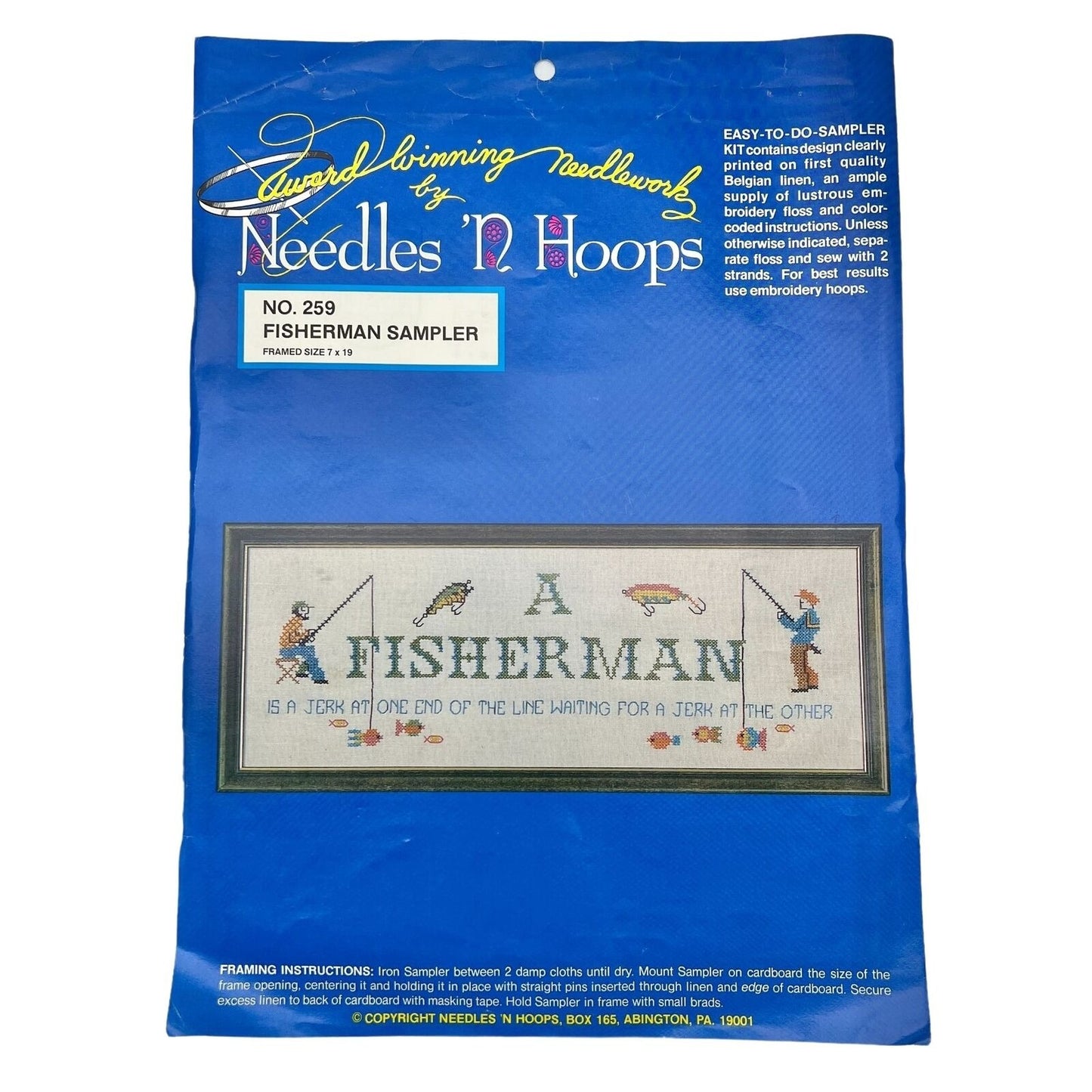 Vintage 1990s Needles N Hoops Fisherman Sampler Kit #259