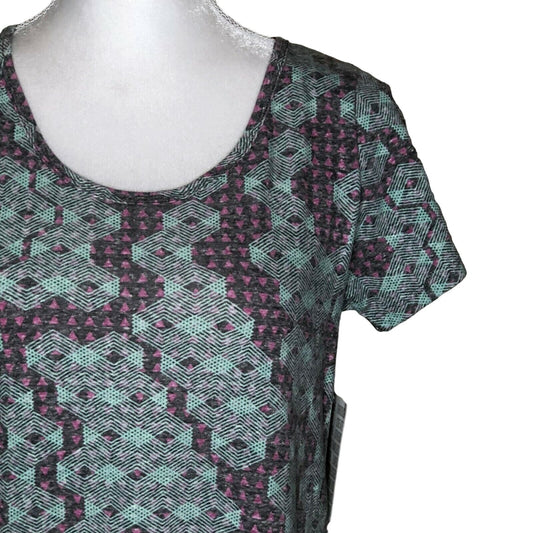 LuLaRoe Classic T Women's Top XS Gray Pink Light Green Geometric NWT