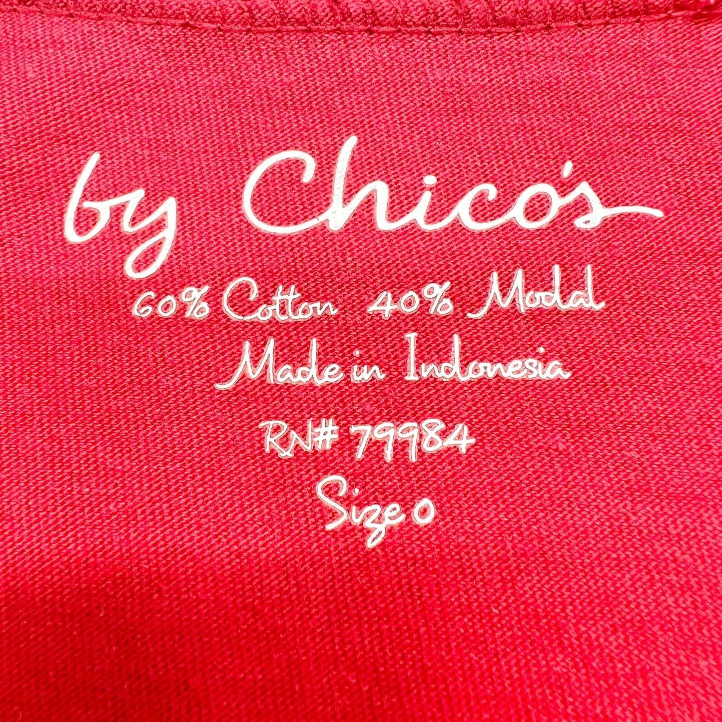 by Chico's Top Tunic Women's Size 0 Red 3/4 Sleeves