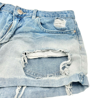 Forever 21 Blue Ombre Denim Distressed Shorts Size 28 Waist