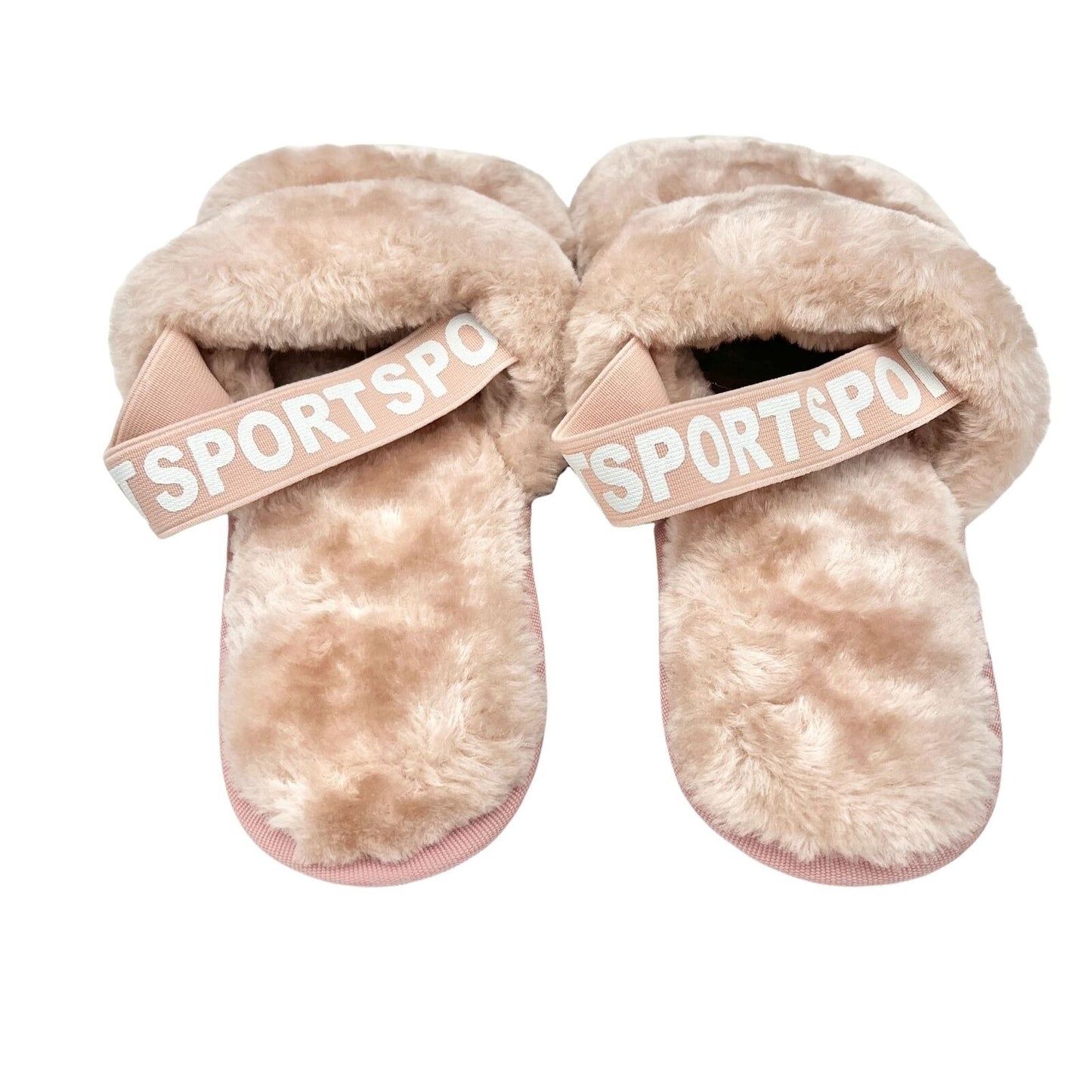 D ta Lo Women's Size 43 Pink Sport Fluffy Slingback Slippers