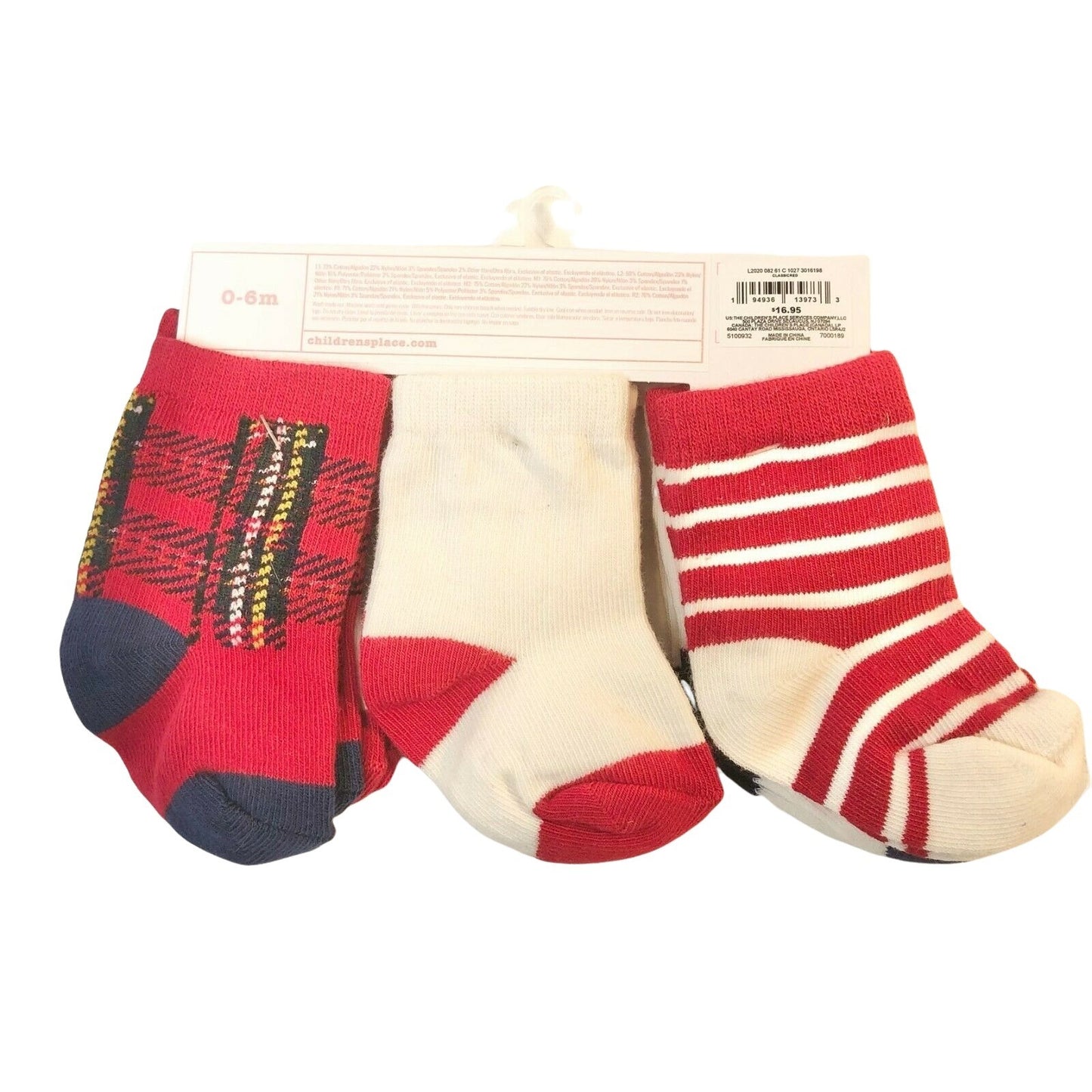 TCP Baby Girls Tartan Midi Socks Classic Red 6-pack 0-6M NEW