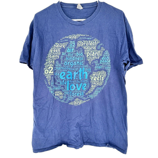 Port & Company T-shirt Large Navy Earth Day 02 Short Sleeve