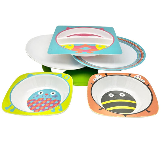 Bundle of 6 Pieces Melamine Mixed Children Dishes Bowls and Plates