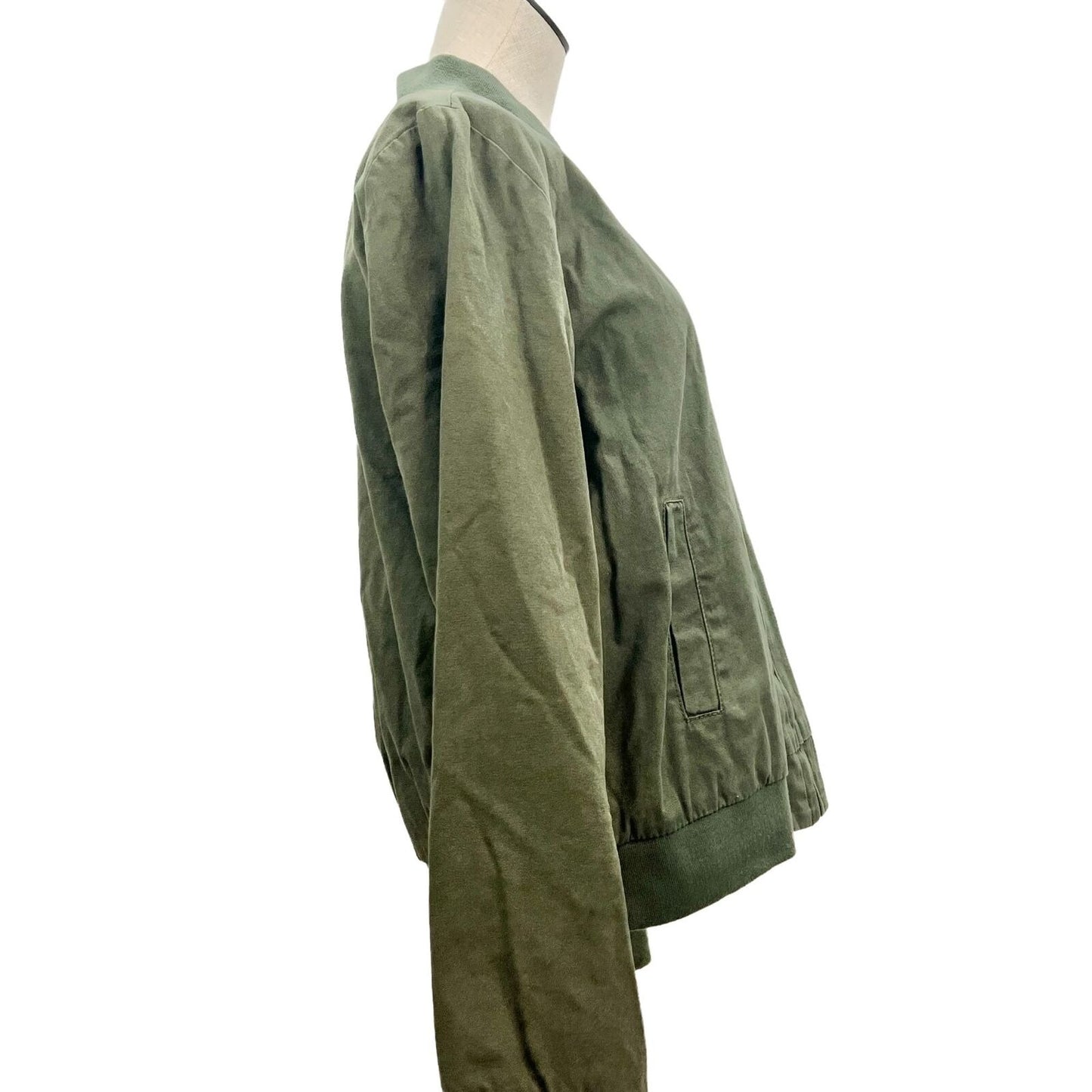 Brandy Melville Jacket Olive Green Womens Small Lightweight Zip Up Pockets