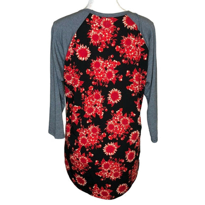 LuLaRoe Randy Baseball Style Tee Size L 3/4 sleeves Black Red Gray NWT