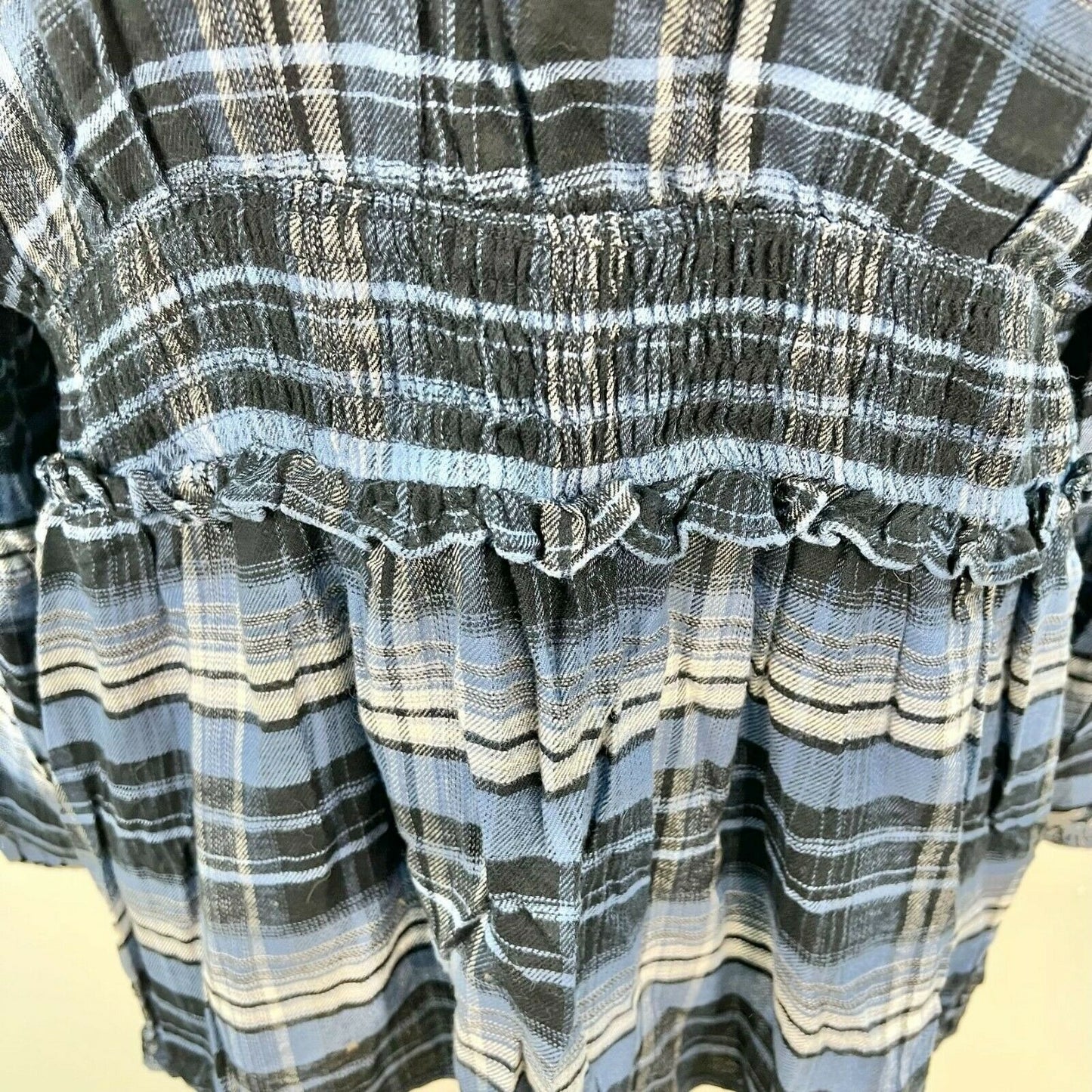 Lane Bryant Women's 20 Blue Plaid Long Sleeve Peplum Top NWT