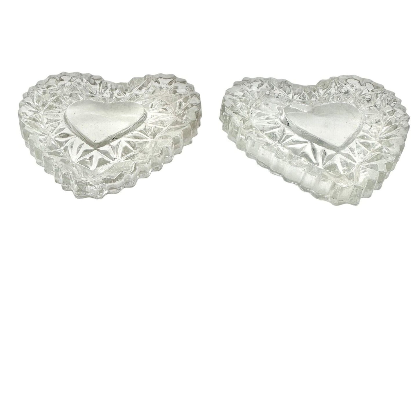 Tiny Hearts Container Set of Two 2.5 x 2.5 Clear Glass Valentines