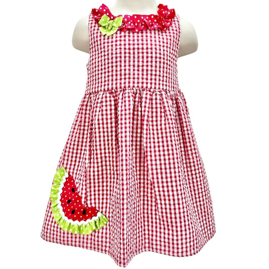 Emily Rose Toddler Dress Size 3T Red White Gingham Watermelon Button