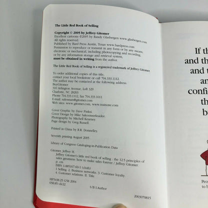 Jeffrey Gitomer's Little Red Book of Selling Hardcover Book Sales Greatness