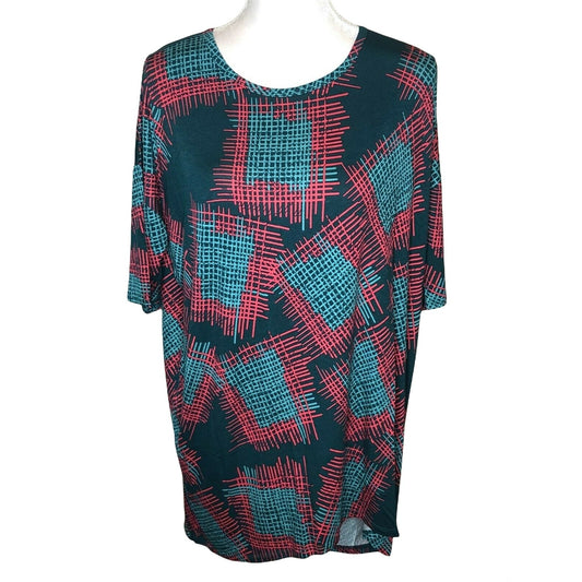 LuLaRoe RETIRED Irma Women's Size M Red & Green mid-length sleeves NWT