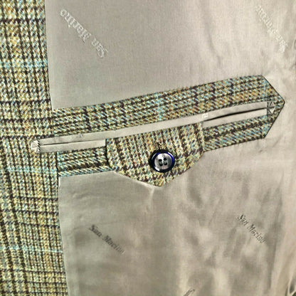 England House Men's Brown Plaid Sport Coat 51" Chest 3 button Notched Lapel