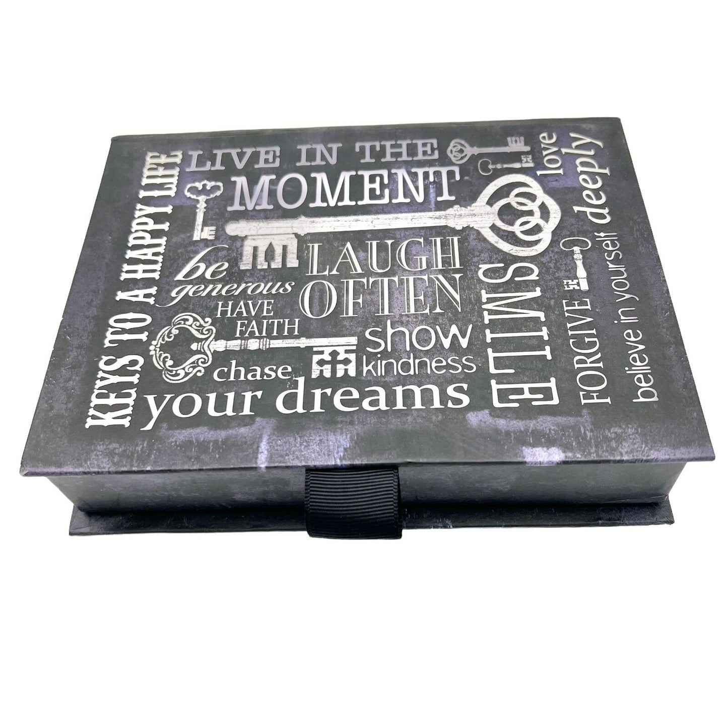 Decorative Box 5.5x7.5x1.5 Black Key to A Happy Life Smile