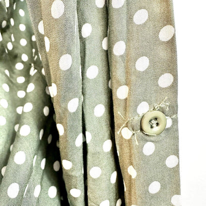 Suzanne Betro Top Women's 2X Olive White Polka Dot Roll Tab Sleeve Tie Front NWT