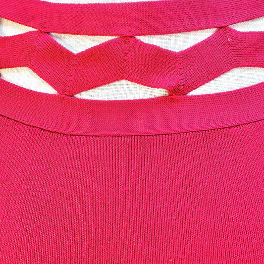 Lane Bryant Sweater 26/28 Red Open Pattern Neckline Long Sleeve NWT