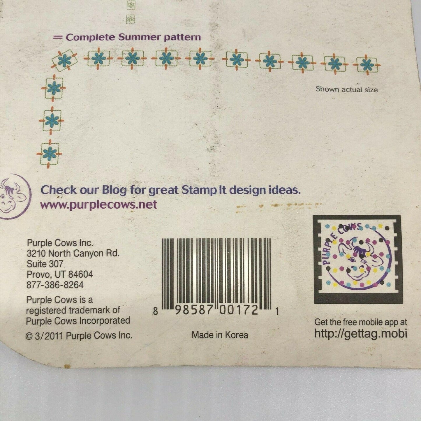 Purple Cows 6 Piece Summer Stamp Set Corners and Borders NIP