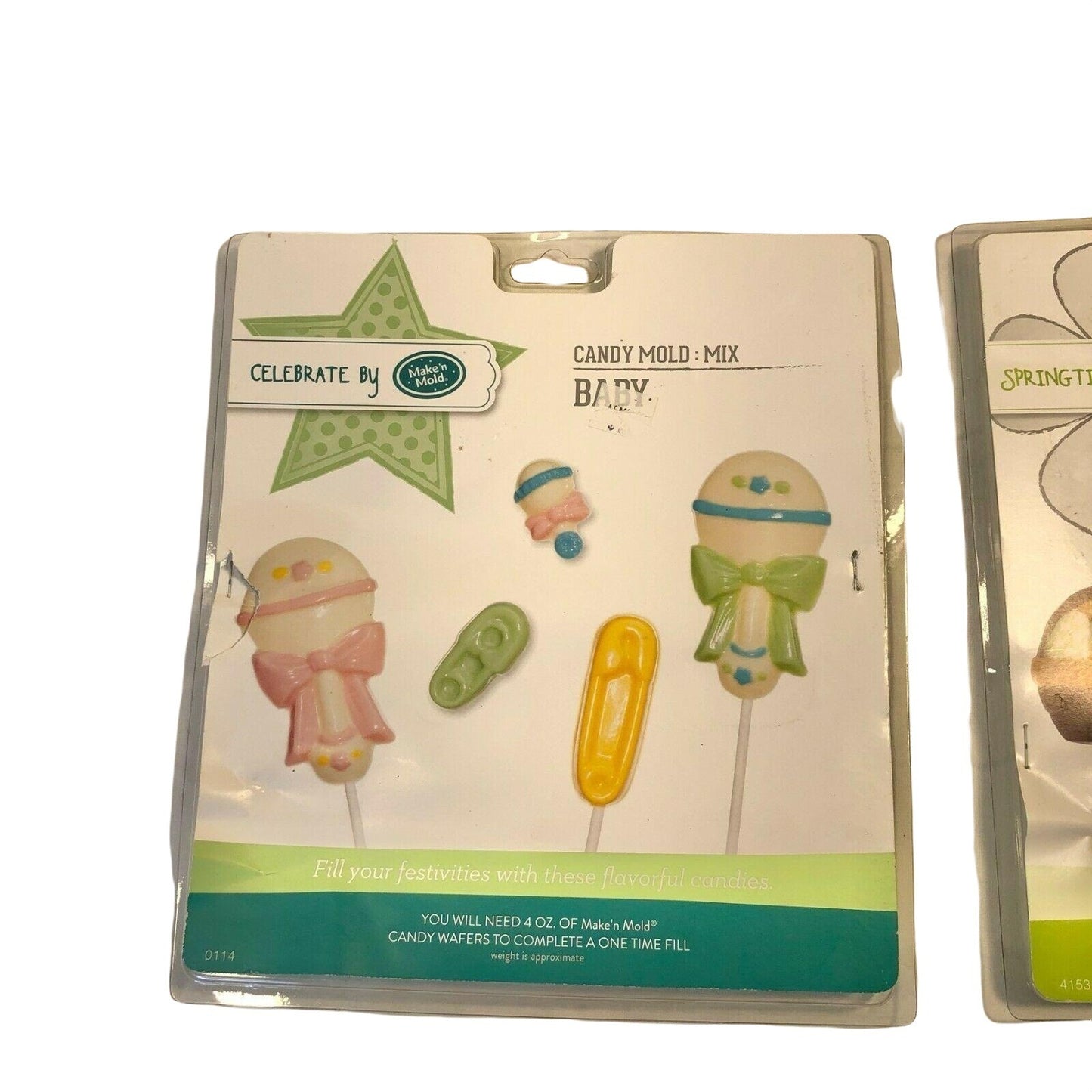 Set of 2 Candy Molds Pops Easter Basket & Baby Instructions NIP