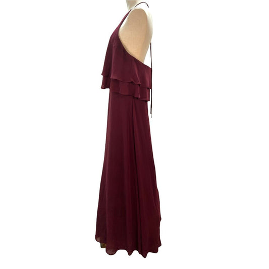 Reverie Size 12 Burgundy Halter Style Gown Bridesmaid Prom