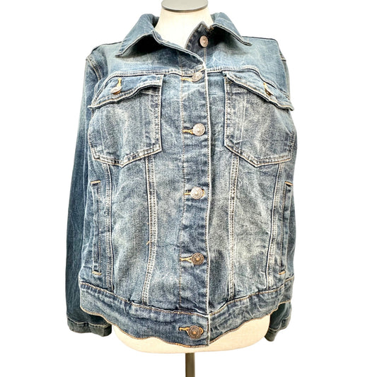 Just USA Denim Jacket Women's 2X Blue LS Button Up Side Chest Pockets NWOT