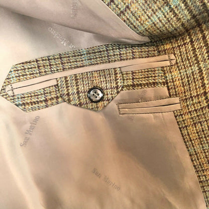 England House Men's Brown Plaid Sport Coat 51" Chest 3 button Notched Lapel