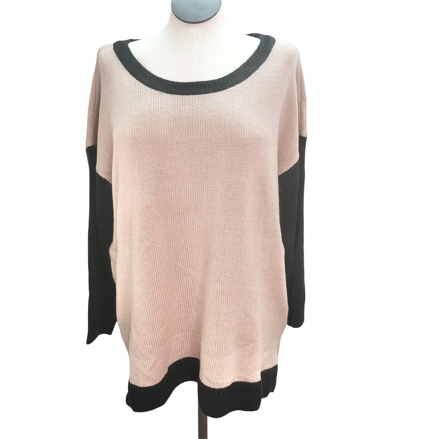 Torrid 2 Blush Colorblock HiLo Tunic Sweater with Black Trim