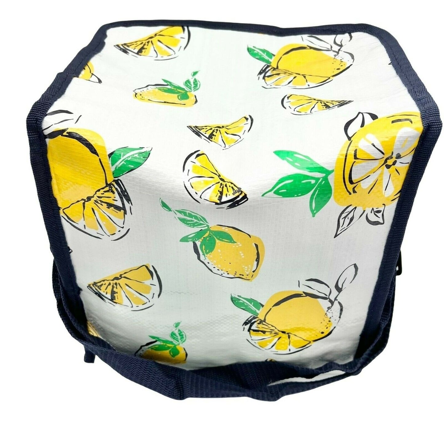 Thermal Cooler Bag Lemon Motif 10x7x10 White Yellow Blue Green Zip