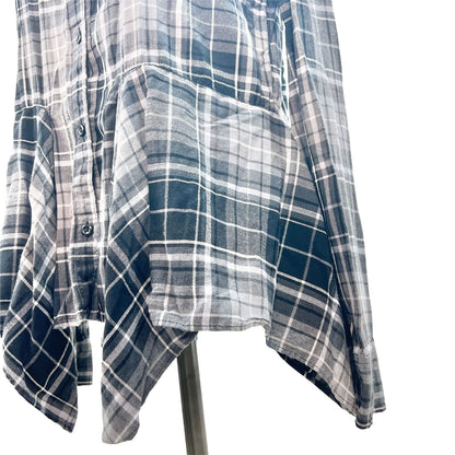 BP Womens Small Black Plaid Long Sleeve Top with Sharkbite Peplum Bottom