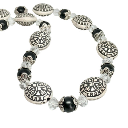 Handcrafted 2pc Jewelry Set Black & White Beads Dressy Statement NEW