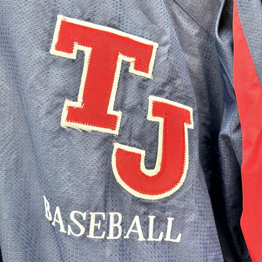 Majestic Jacket XL Blue Red 3/4 Zip Long Sleeve TJ Baseball Front Pockets EUC